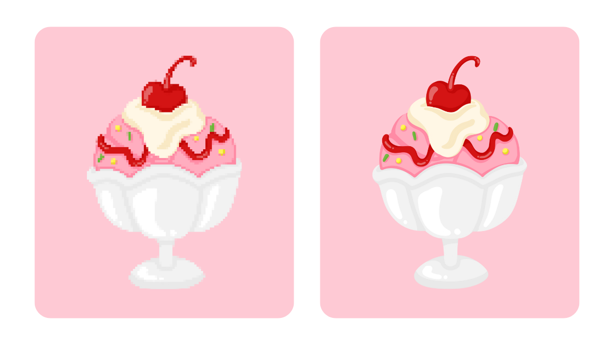 Pixelated ice cream image made perfect using vectorising tool