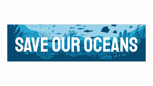 Save our oceans car bumper sticker design