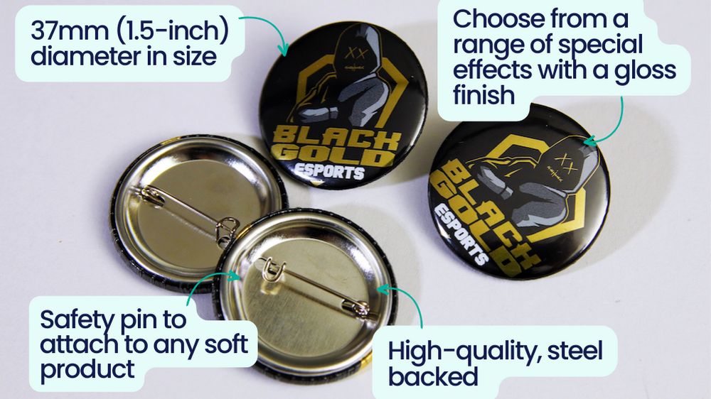 What are 37mm (1.5-inch) buttons and badges