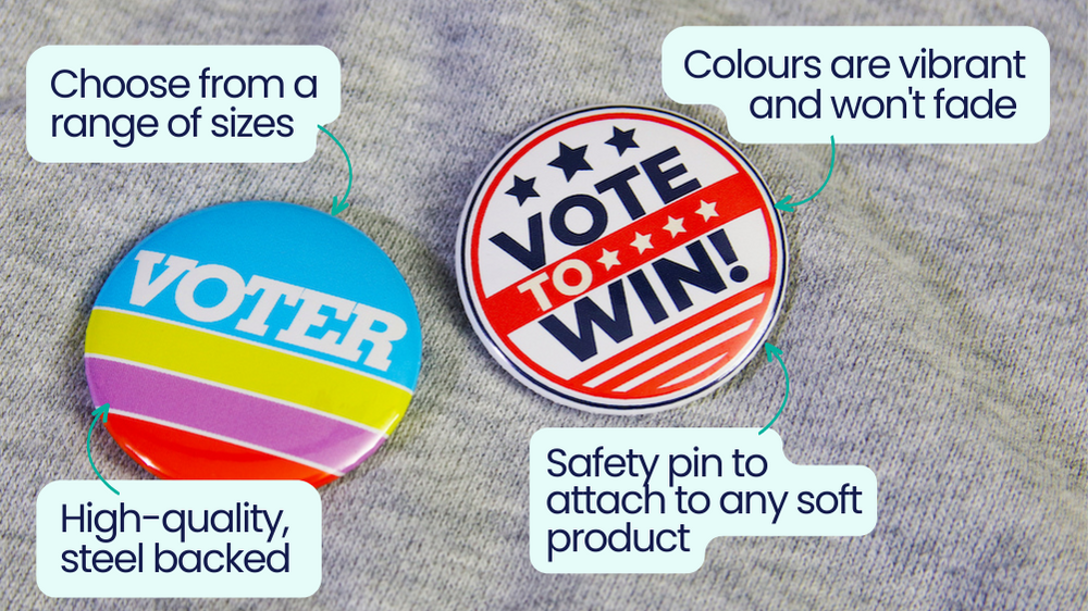 What are campaign buttons and badges