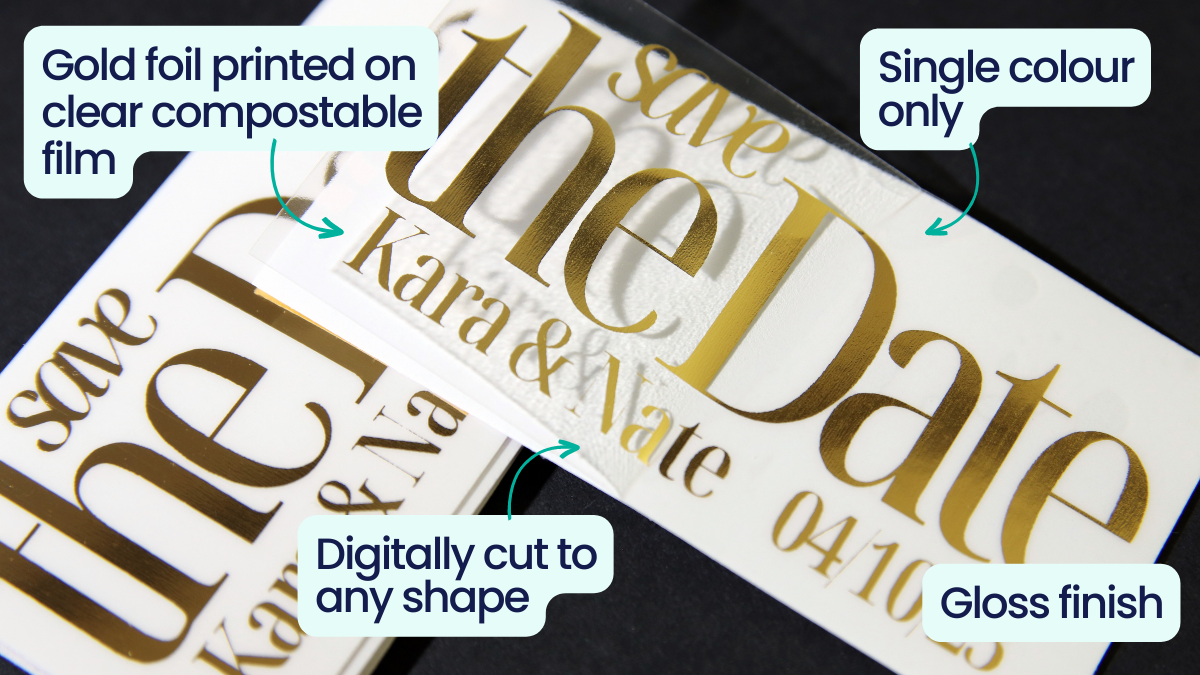 What is an eco-friendly gold foil sticker