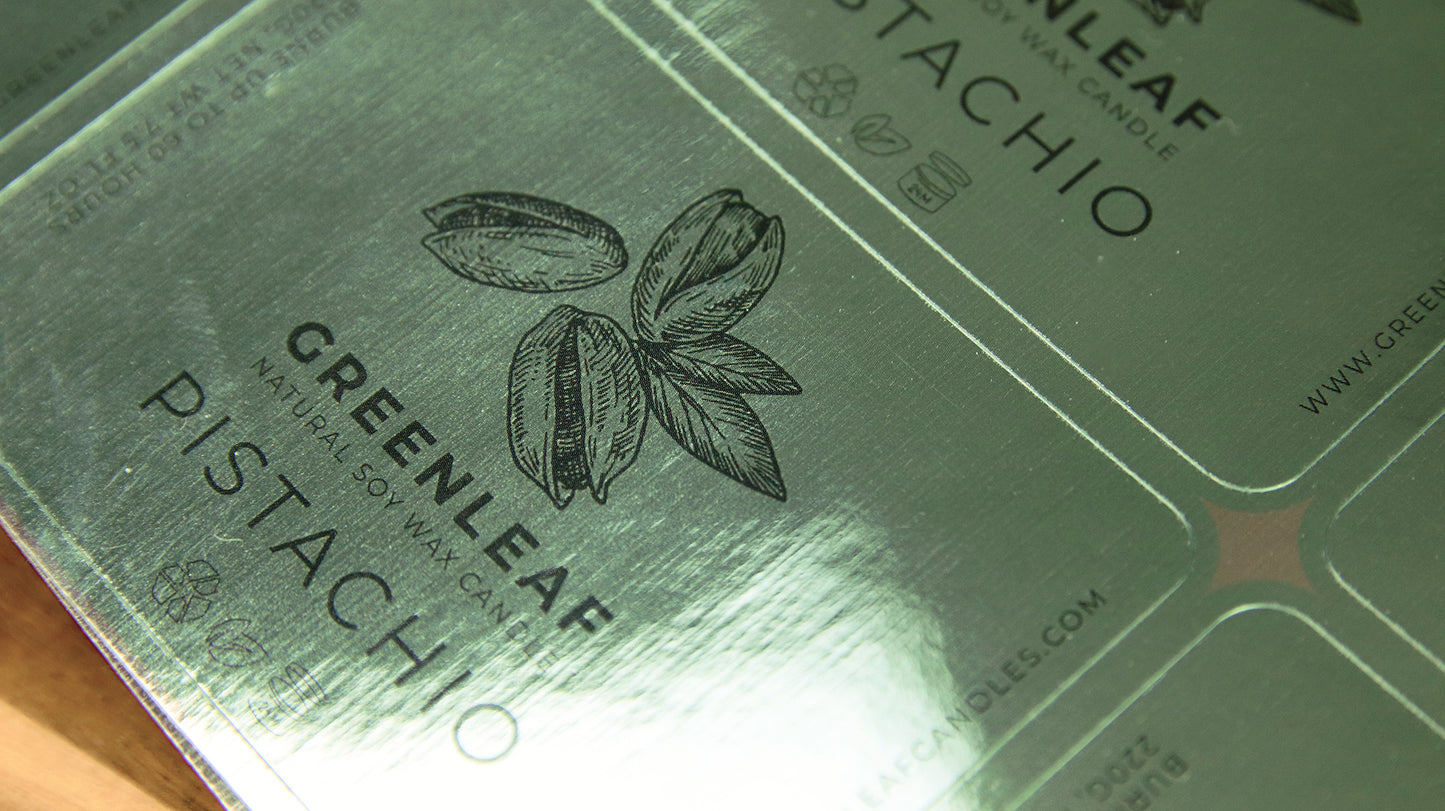 Close up of rounded corner eco-friendly silver labels on a sheet