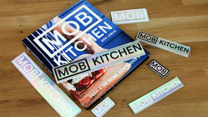 Mob kitchen book with holographic company labels