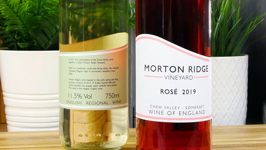 Mridge wine bottle labels with labels applied