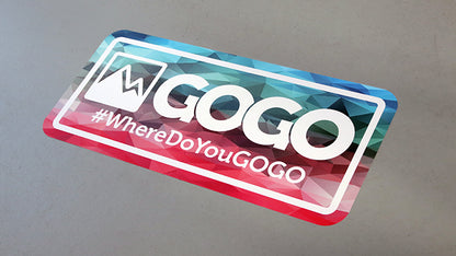 Rounded corner floor sticker with gogo design applied