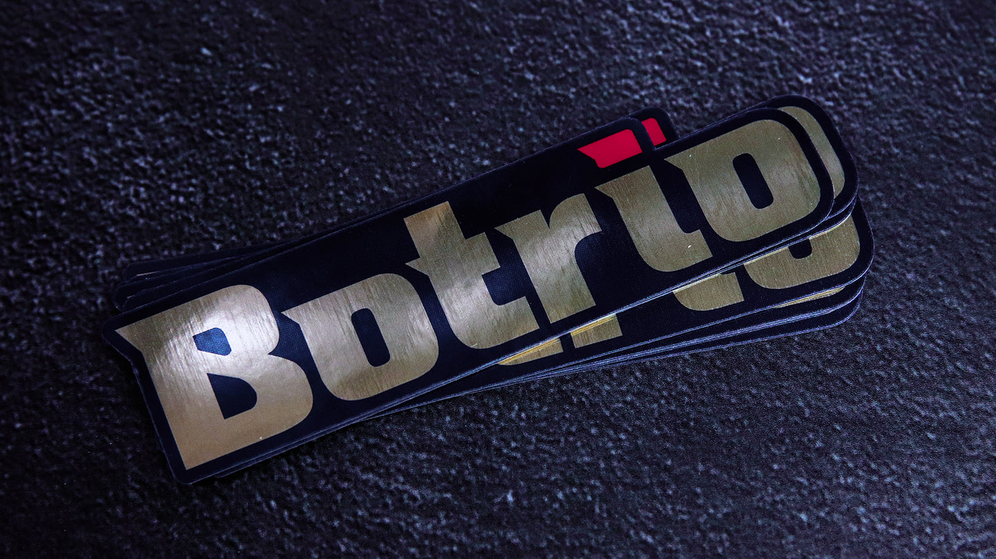 Stack of die cut eco-friendly gold sticker with borito logo